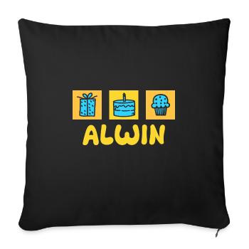 First name Alwin - Sofa pillowcase 17,3'' x 17,3'' (45 x 45 cm) - black - Front