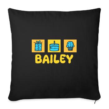 Prénom Bailey - Housse de coussin décorative 45 x 45 cm - noir - Devant