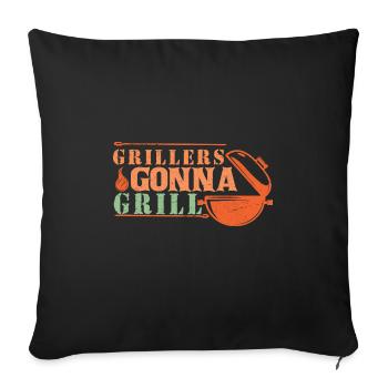 Lustiger Grill-Spruch I Grillen Motiv - Sofakissenbezug 45 x 45 cm - Schwarz - Vorne