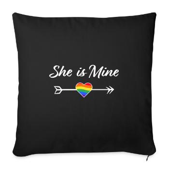 Arc-en-ciel, elle est à moi pour les amants lesbiens - Housse de coussin décorative 45 x 45 cm - noir - Devant