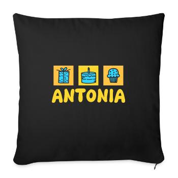 Antonia als Vorname - Sofakissenbezug 45 x 45 cm - Schwarz - Vorne