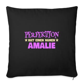 Woman's name Amalie - Sofa pillowcase 17,3'' x 17,3'' (45 x 45 cm) - black - Front