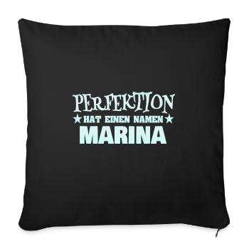 Marina as a woman's name - Sofa pillowcase 17,3'' x 17,3'' (45 x 45 cm) - black - Front