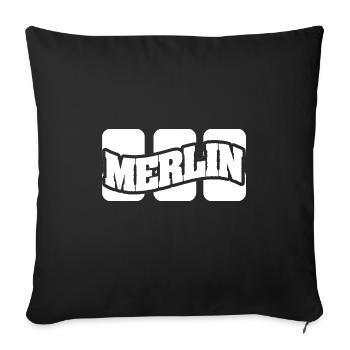 Merlin comme nom - Housse de coussin décorative 45 x 45 cm - noir - Devant