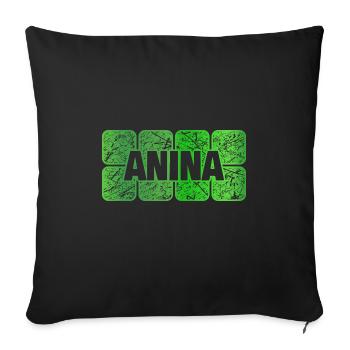 Anina as a given name - Sofa pillowcase 17,3'' x 17,3'' (45 x 45 cm) - black - Front