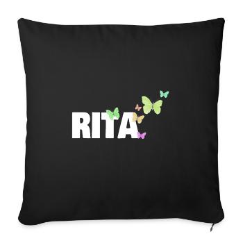 Schmetterlinge für den Vornamen Rita - Sofakissenbezug 45 x 45 cm - Schwarz - Vorne