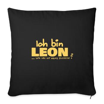 Ausrede Namenschild Leon - Sofakissenbezug 45 x 45 cm - Schwarz - Vorne