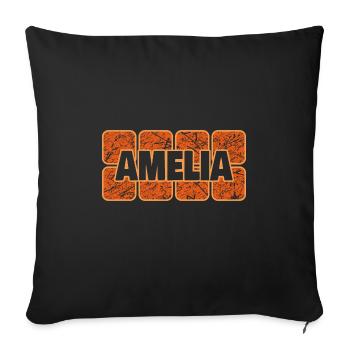 Amelia as a first name - Sofa pillowcase 17,3'' x 17,3'' (45 x 45 cm) - black - Front