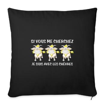 Cadeau agriculteur éleveur de chèvres - Housse de coussin décorative 45 x 45 cm - noir - Devant