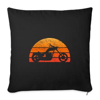 Motorrad CHOPPER Sonne Retro Geschenk Vintage - Sofakissenbezug 45 x 45 cm - Schwarz - Vorne
