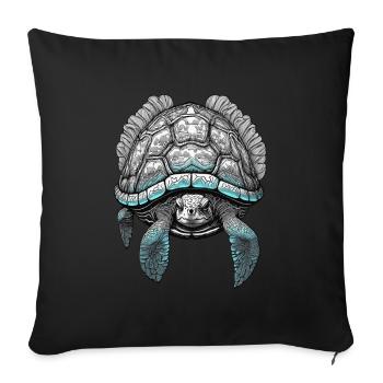 Stencil Colored Old Sea Turtle - Sofa pillowcase 17,3'' x 17,3'' (45 x 45 cm) - black - Front