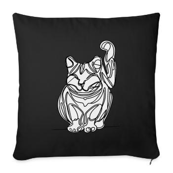 One-Line Sitting Cat - Sofa pillowcase 17,3'' x 17,3'' (45 x 45 cm) - black - Front