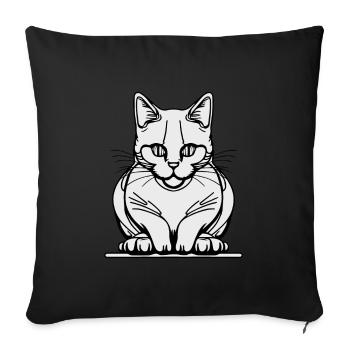 One-Line Sitting Cat - Sofa pillowcase 17,3'' x 17,3'' (45 x 45 cm) - black - Front