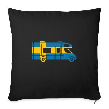 Cadeau de visite de vacances en camping-car en Suède - Housse de coussin décorative 45 x 45 cm - noir - Devant