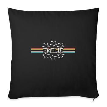Woman's name Emelie - Sofa pillowcase 17,3'' x 17,3'' (45 x 45 cm) - black - Front