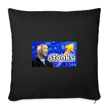 Stonks | Gift Meme Funny Friends Gift Idea - Sofa pillowcase 17,3'' x 17,3'' (45 x 45 cm) - black - Front