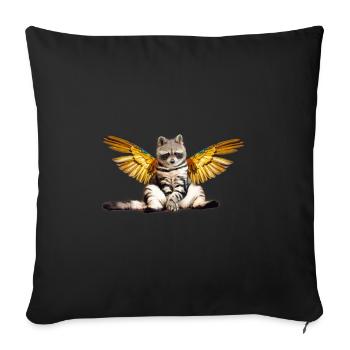 Chat raton laveur - Housse de coussin décorative 45 x 45 cm - noir - Devant