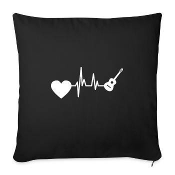 Guitar Music Pulse Guitarist Heartbeat Band ECG - Sofa pillowcase 17,3'' x 17,3'' (45 x 45 cm) - black - Front
