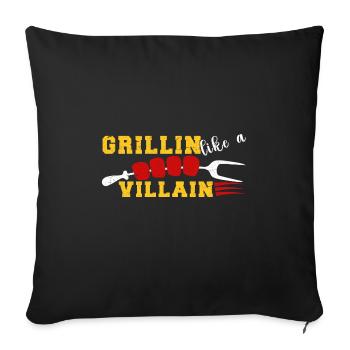 Lustiger Grill-Spruch I Grillen Motiv - Sofakissenbezug 45 x 45 cm - Schwarz - Vorne