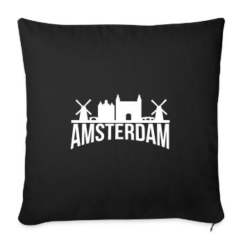Skyline d'Amsterdam - Housse de coussin décorative 45 x 45 cm - noir - Devant