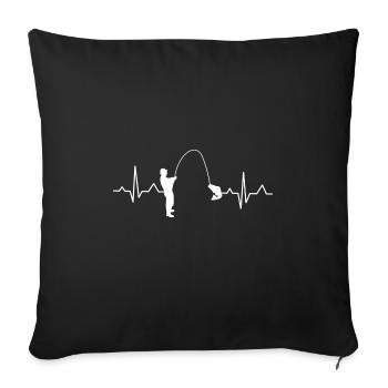 Fishing Hook Sport Angler Heartbeat Fishing Gift - Sofa pillowcase 17,3'' x 17,3'' (45 x 45 cm) - black - Front