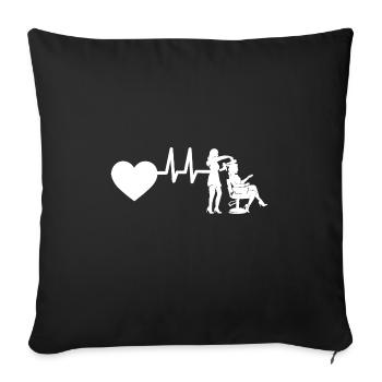frises ciseaux coiffeur battement de coeur femme fille - Housse de coussin décorative 45 x 45 cm - noir - Devant