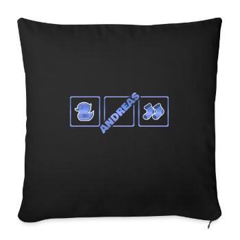 Andreas als Geburt - Sofakissenbezug 45 x 45 cm - Schwarz - Vorne