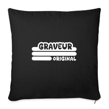 Occupation: Engraver - Sofa pillowcase 17,3'' x 17,3'' (45 x 45 cm) - black - Front
