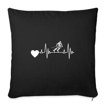 Ski Heartbeat Skis ECG Skiing Pulse Skier - Housse de coussin décorative 45 x 45 cm - noir - Devant