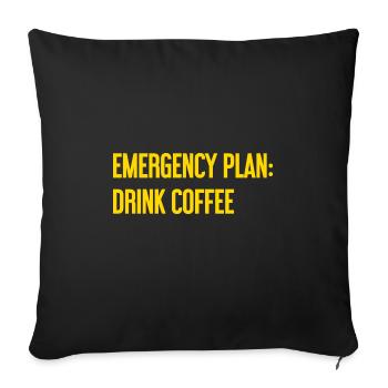 Kaffee-Notfallplan - Sofakissenbezug 45 x 45 cm - Schwarz - Vorne