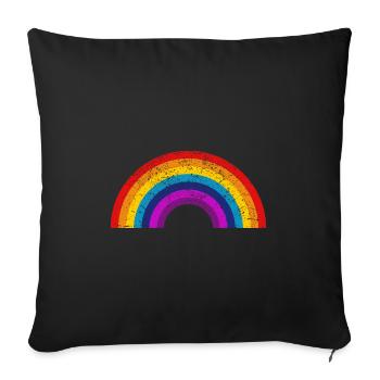 Regenbogen Flagge LGBTQ CSD Gay Pride - Sofakissenbezug 45 x 45 cm - Schwarz - Vorne