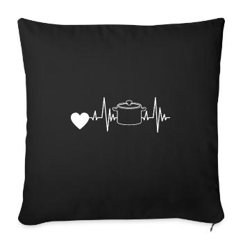 Cooking Gift Cooking Heartbeat Hobby Chef Baker - Sofa pillowcase 17,3'' x 17,3'' (45 x 45 cm) - black - Front
