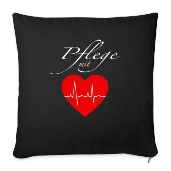 Herzschlag Pflege Geschenk Empathie Altenpflege - Sofakissenbezug 45 x 45 cm - Schwarz - Vorne