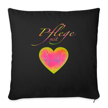 Care with heart colorful, empathy, care, gift - Sofa pillowcase 17,3'' x 17,3'' (45 x 45 cm) - black - Front
