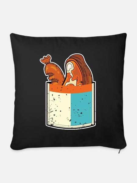 Grillparty Geschenk Fleisch Brusttasche Grillen - Sofakissenbezug 45 x 45 cm - Schwarz