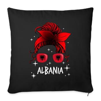 Albanie - Housse de coussin décorative 45 x 45 cm - noir - Devant