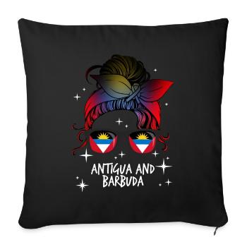 Antigua and Barbuda - Sofa pillowcase 17,3'' x 17,3'' (45 x 45 cm) - black - Front