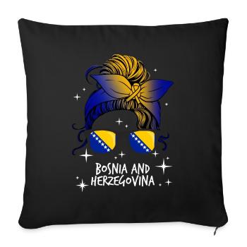 Bosnie et Herzégovine - Housse de coussin décorative 45 x 45 cm - noir - Devant