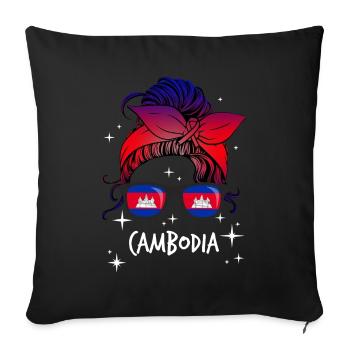 Cambodge - Housse de coussin décorative 45 x 45 cm - noir - Devant