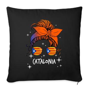 Catalonia - Sofa pillowcase 17,3'' x 17,3'' (45 x 45 cm) - black - Front