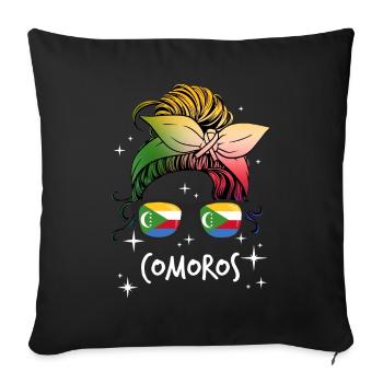 Comoros - Sofa pillowcase 17,3'' x 17,3'' (45 x 45 cm) - black - Front