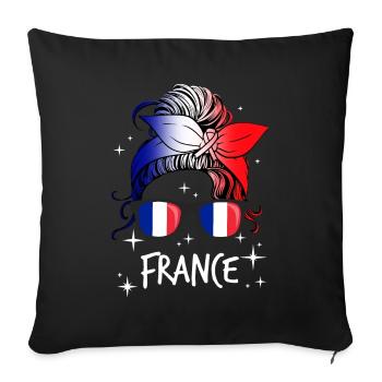 France - Sofa pillowcase 17,3'' x 17,3'' (45 x 45 cm) - black - Front