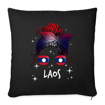 Laos - Sofa pillowcase 17,3'' x 17,3'' (45 x 45 cm) - black - Front