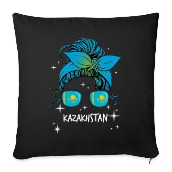 Kazakhstan - Housse de coussin décorative 45 x 45 cm - noir - Devant