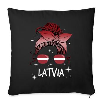 Latvia - Sofa pillowcase 17,3'' x 17,3'' (45 x 45 cm) - black - Front