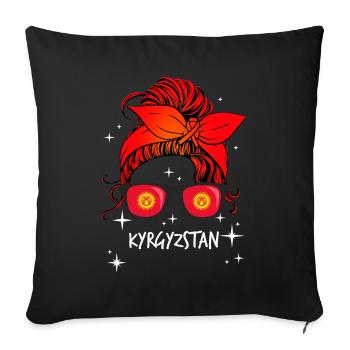 Kyrgyzstan - Sofa pillowcase 17,3'' x 17,3'' (45 x 45 cm) - black - Front