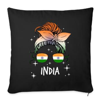 Inde - Housse de coussin décorative 45 x 45 cm - noir - Devant
