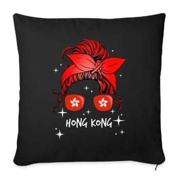 Hong Kong - Housse de coussin décorative 45 x 45 cm - noir - Devant