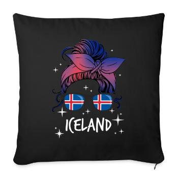 Islande - Housse de coussin décorative 45 x 45 cm - noir - Devant