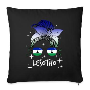 Lesotho - Housse de coussin décorative 45 x 45 cm - noir - Devant